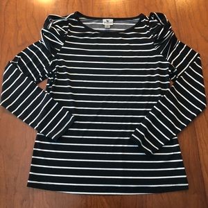 3/$25 Worthington stretch puff sleeve striped top